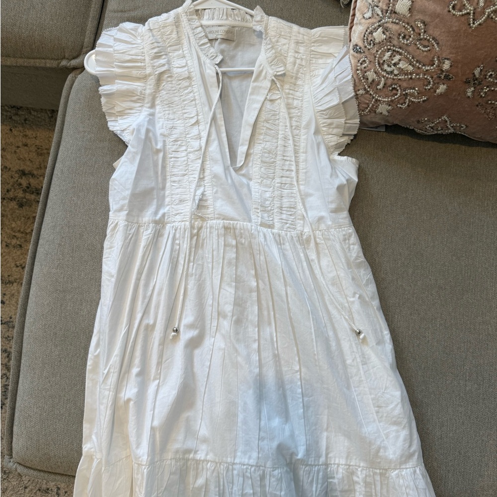 Caroline Constas White Ruffled Dress